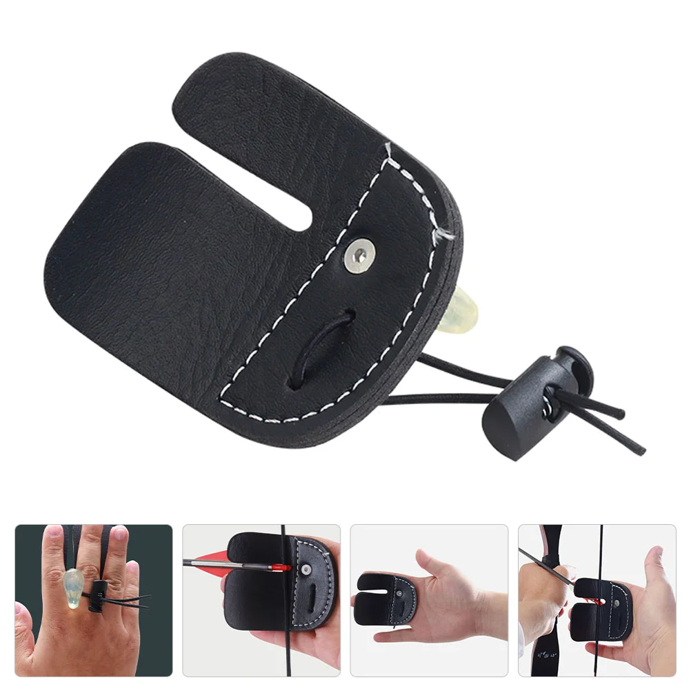 

Outdoors Gear Bow Finger Protector Shooting Practice Equipment 8.5x7cm Fingers Guard Black Recurve