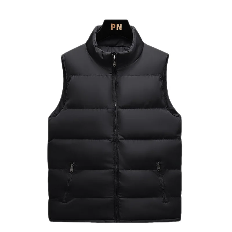 Winter Large Size Loose Solid Color Men's Down Cotton Vest Casual And Cashmere Thick Warm Coat