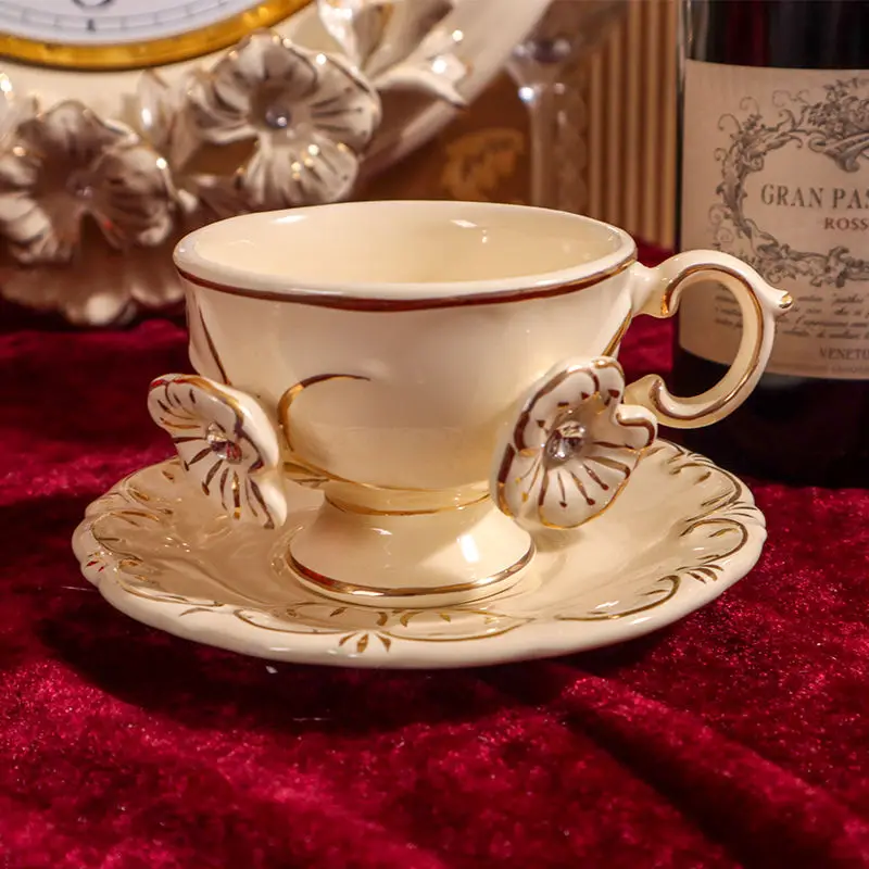 

European-style Coffee Cup Set Hotel English Milk Breakfast Cup Home Afternoon Tea Set Arabic Coffee Cup Kitchen Ceramic Cup