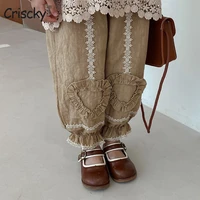criscky loose pant for girls mid waist toddler kid baby clothes spring summer loose korean elegant cute sweet cotton trousers