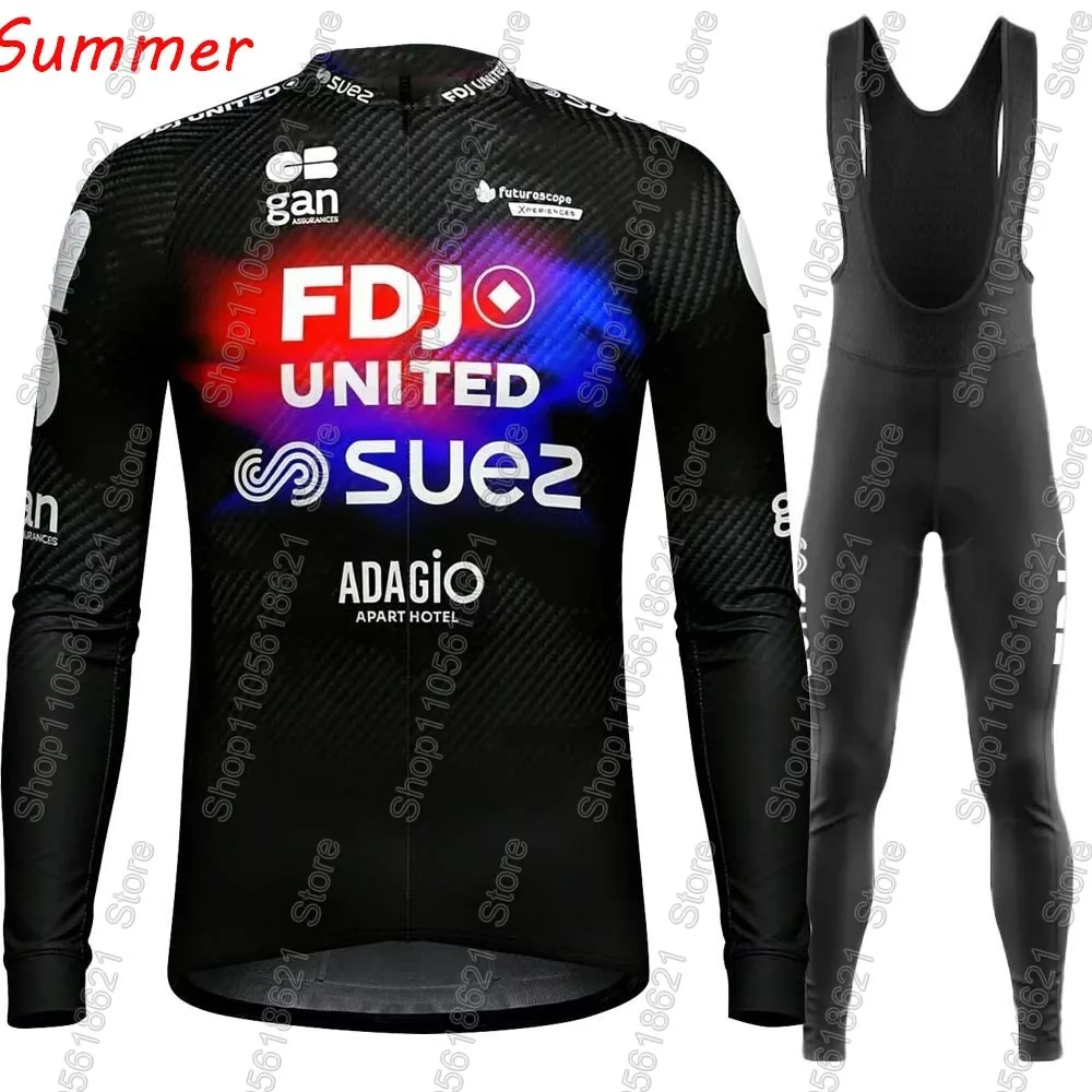 Велосипедная форма FDJ United SUEZ 2026, комплект 2026, Франция, костюм с длинным рукавом, штаны для горного и шоссейного велосипеда, велоодежда. (art.: 3920dd18757ec) - 3920dd18757ec