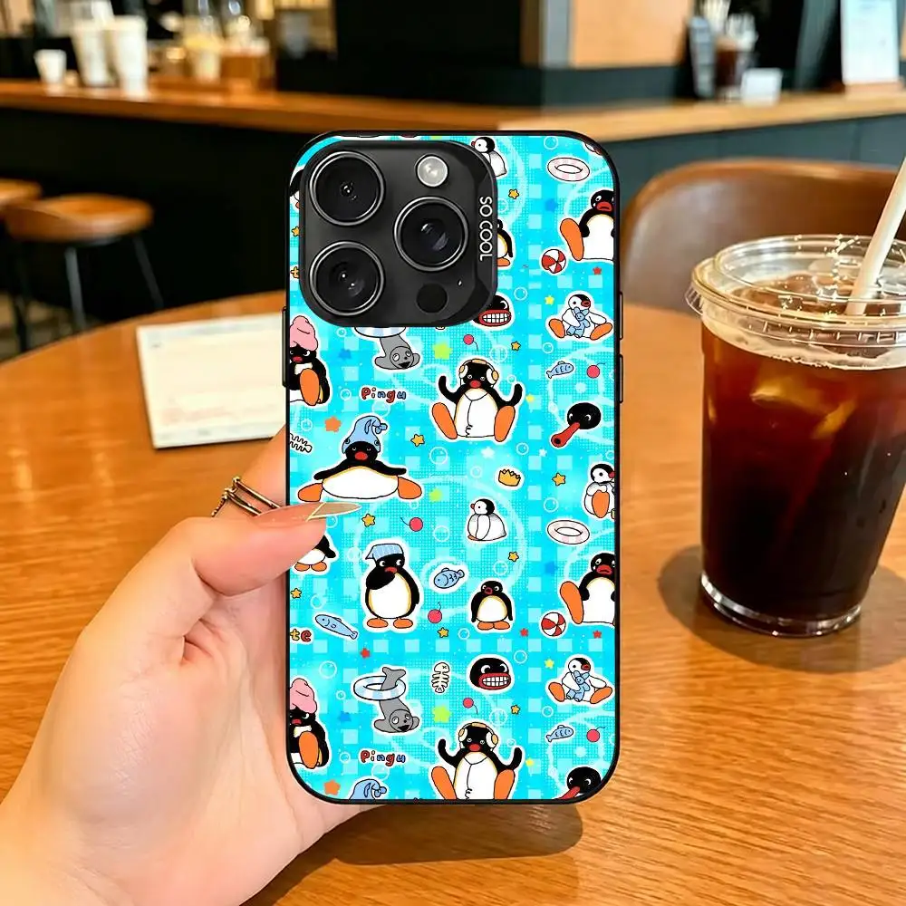 Фото Чехол для телефона с изображением пингвина P-Pingu для iPhone 17,16,15,14,13,12Plus Pro Max XS, глянцевый черный, внутренняя крышка №3