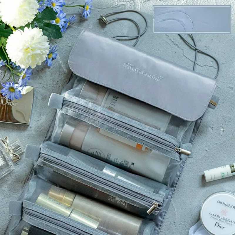 

Новая косметичка, портативная вместительная складная дорожная женская сумка для туалетных принадлежностей, многофункциональная Водонепр...