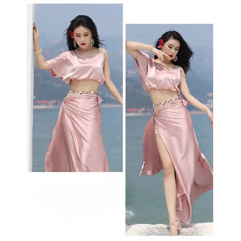 Женский костюм для танца живота выступления в восточном стиле из блестящих