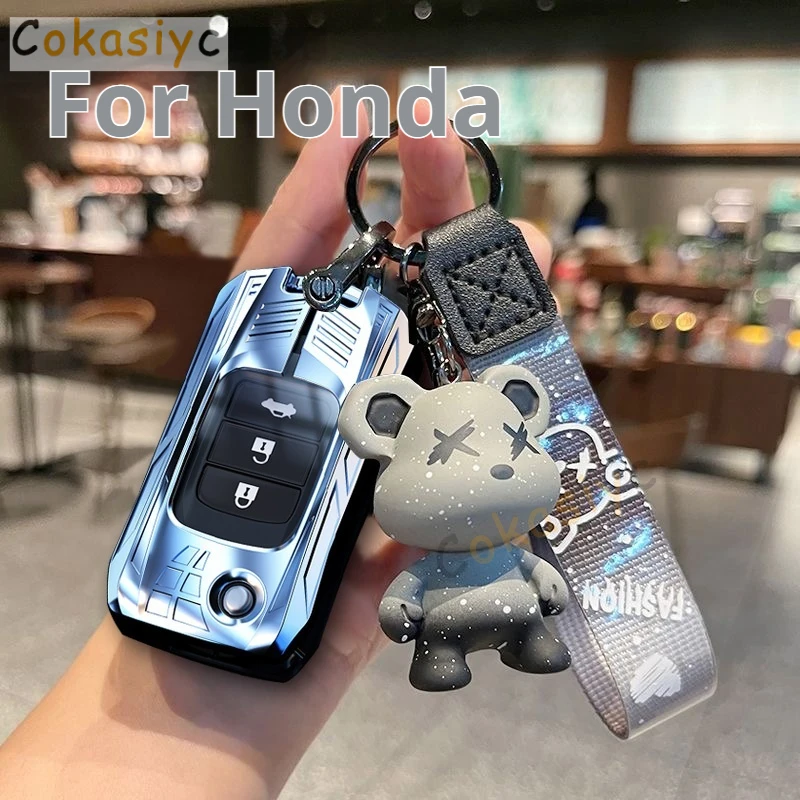 Zinc Alloy Silica Gel For Honda City Odyssey CIVIC CRV HRV Legend Jazz RR VTi Button Smart Remote Car Key Case Cover Keychain