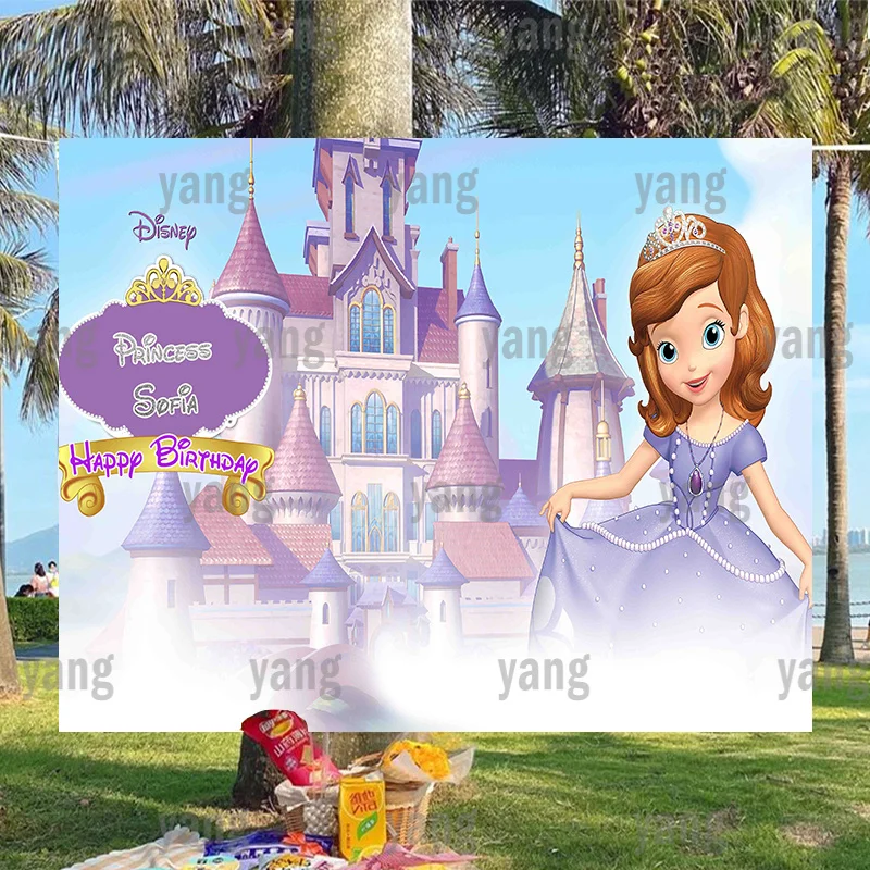 

Disney Princess Lovely Baby Shower Sofia Happy Birthday Party Backgrounds Decoration Banner Luxurious Dream Castle Backdrop