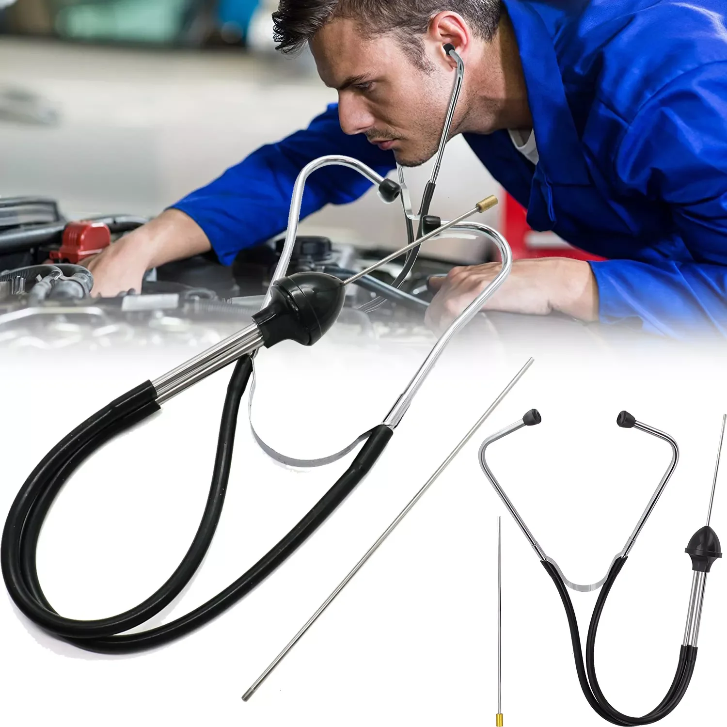 

Chromed-steel Car Abnormal Sound Diagnostic Device Mechanics Cylinder Stethoscope Automotive Hearing Tools Anti-shocked Durable