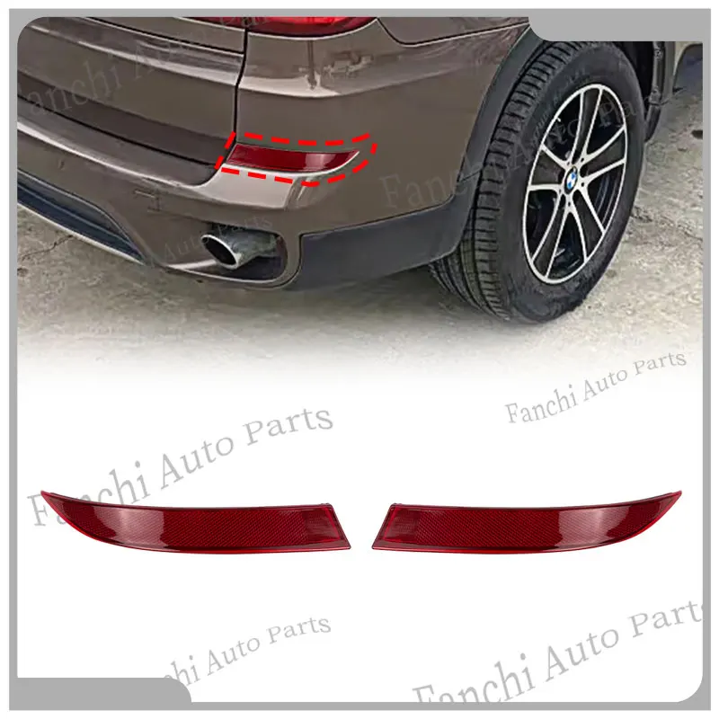 Фото Для BMW X5 E70 35dX 35iX 50iX 2010-2013: задний бампер, отражатель, красный светоотражающий элемент, предупреждающая полоса, 63147240997, 63147240998, высокое качество №1