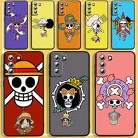 anime one piece logo phone case for samsung s8 s9 s10 s20 s21 s22 plus s10e 5g lite ultra fe black silicone luxury funda cover