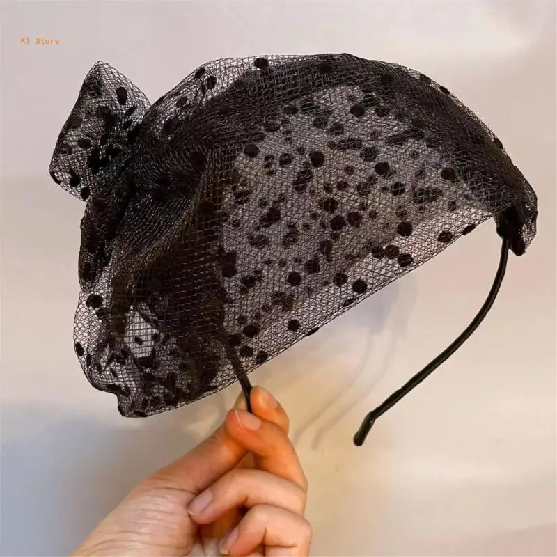 

Lace Half Cap Headband Vintage French Style Bonnet Hairband Cosplay Props Headdress Women Head Accessories