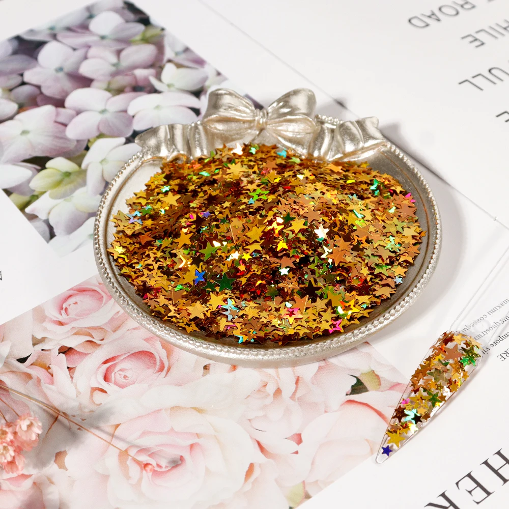 

50g Ultrathin Pentagram Sequins Laser Glitter Nail Sequin Paillettes Eco-Friendly Sequin for Manicure Decoration Nails Sequin J9