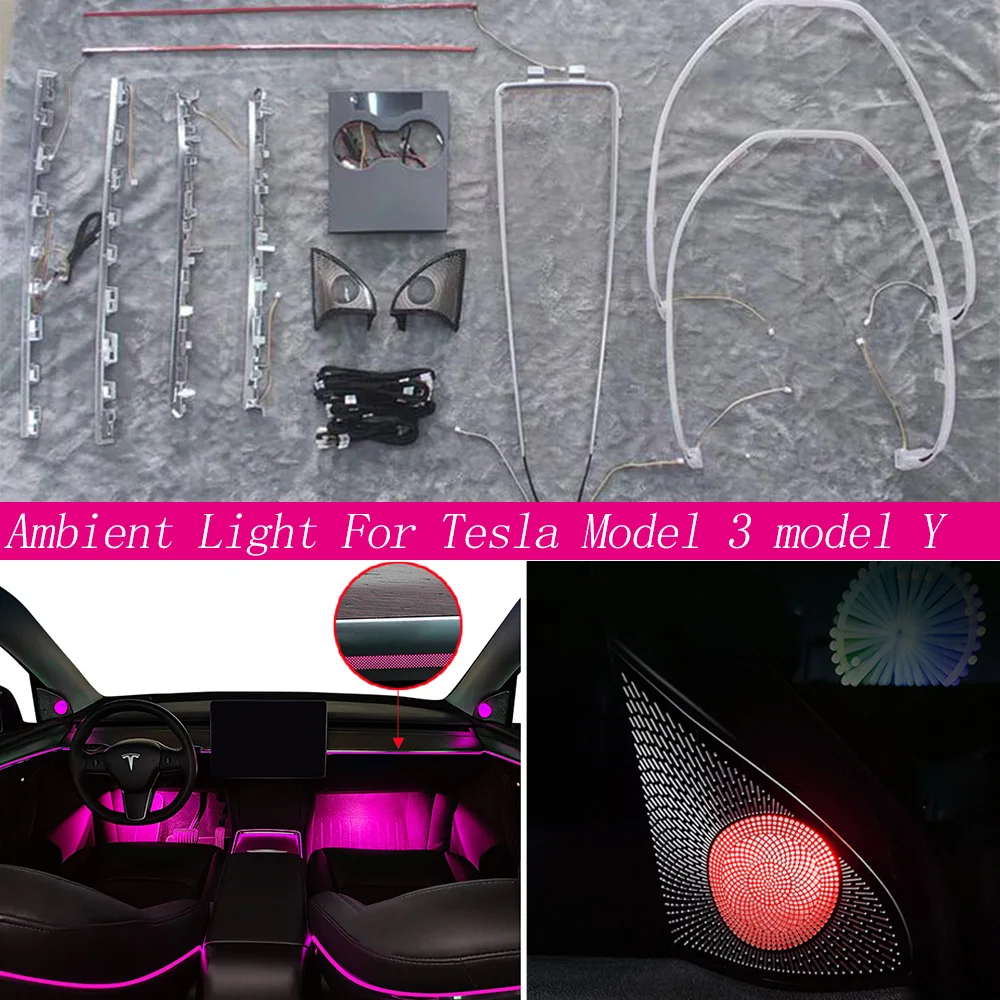 

Новая декоративная лазерная гравировка, внутренняя лампа, сенсорное управление, окружающий телефон, центральный столбик, гудок, крышка для Tesla модели 3, модель Y 20212022