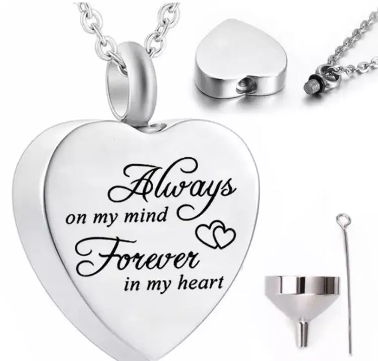 

Pet Ashes Necklace Stainless Steel Heart-shaped Urn Pendant with Birthstone Urn Perfume Bottle Sts