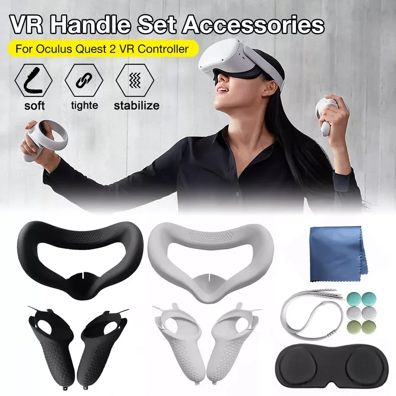 

2023NEW VR Handle Set Protective Cover Accessories Protection Kit for OCULUS Quest2 VR Game Controller Set VR Lens Protective Co