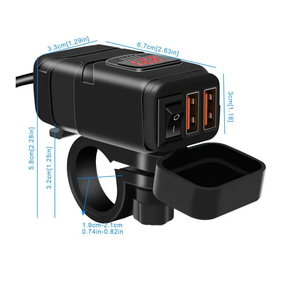 Зарядное устройство для мотоцикла с USB-портом и поддержкой быстрой зарядки