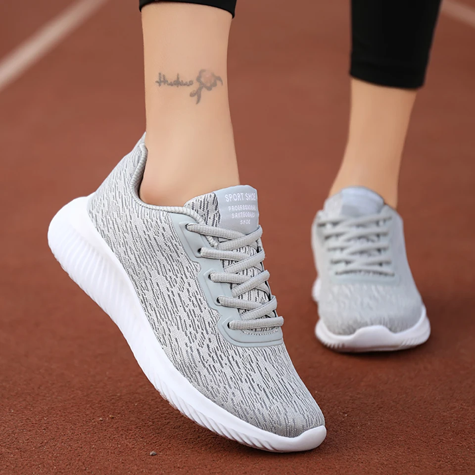 Loekeah Ladies Running Shoes Fashion Casual Sneakers Light Weight Mesh Sports Footwear Outdoor Breathable Lace-Up Shoes Tennis