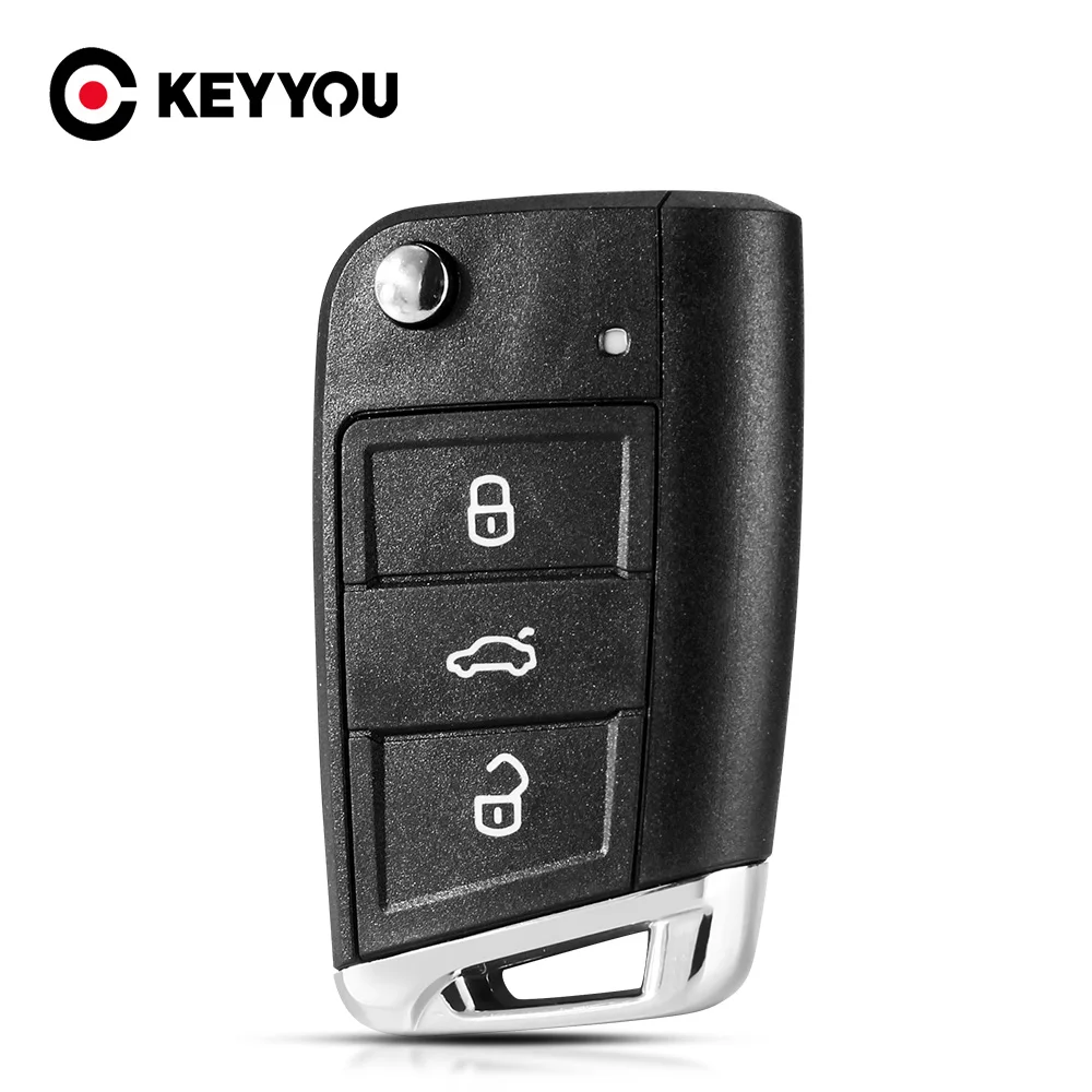 KEYYOU for VW Key Case Shell for VW MQB Gollf 7 for Skoda Octavia A7 for Seat Folding Car Key HU66 HU162T Blade 3 Buttons