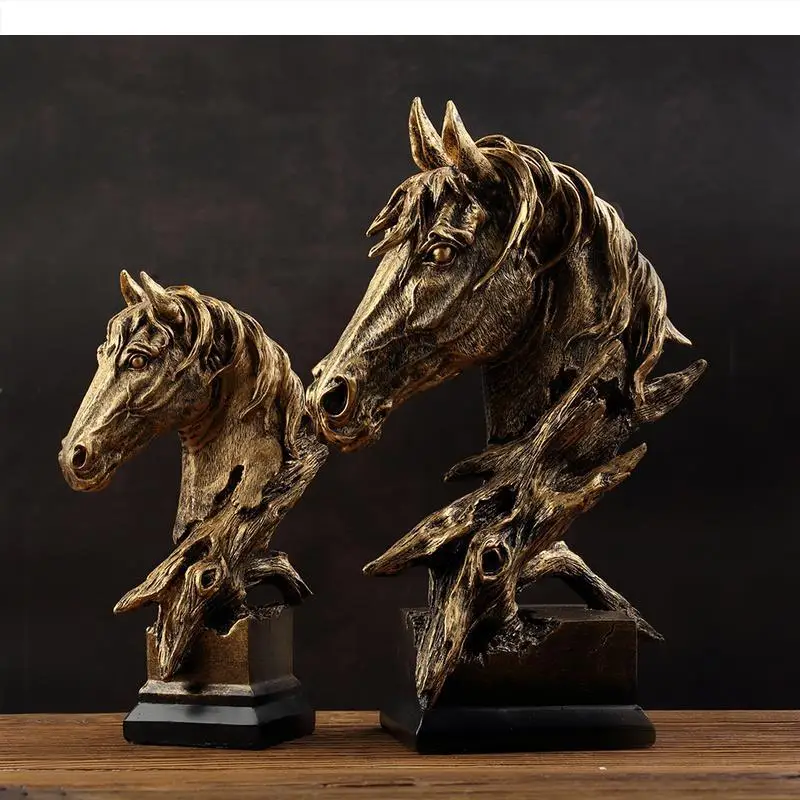 

Animal Head Resin Ornament Horse Head Decoration Crafts Desktop Display Knickknacks Exhibit Sculpture Statue Figurines Statuette