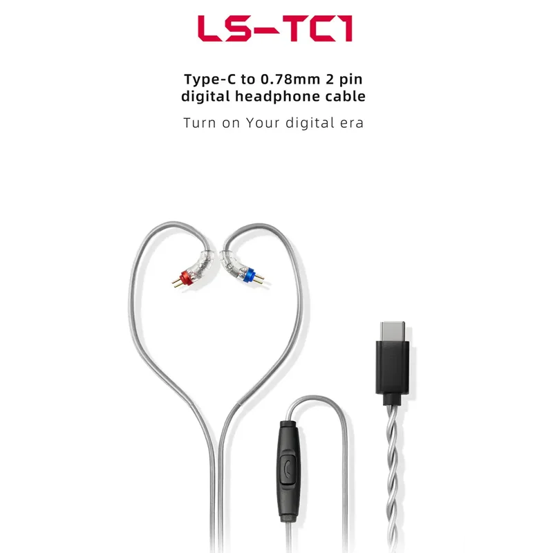FiiO LS-TC1 DSP Type-C to 0.78mm 2Pin Digital Earphone Cable with Audio Decoding chip Support 24bit/96kHz
