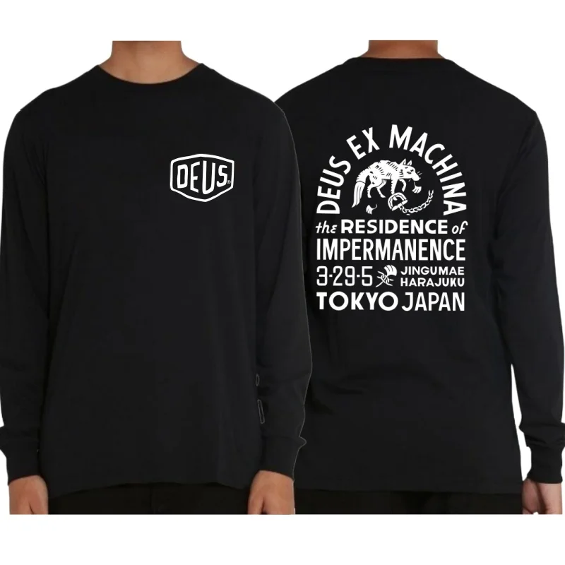 DEUS EX MACHINA Футболка с длинными рукавами и буквенным принтом Y2K Мужчины Женщины