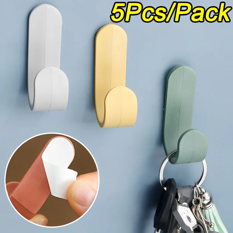 

5/3/1PCS Towel Hook Plastic Door Hanger Self Adhesive Wall Hanger Hat Racks Key Hanger Wall Organizer Home Decoration Key Holder