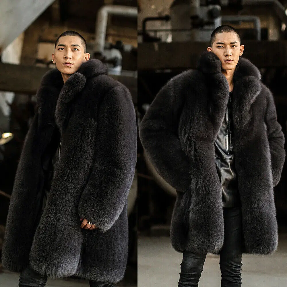 Роскошное мужское пальто из натурального лисьего меха верхняя одежда зимнее