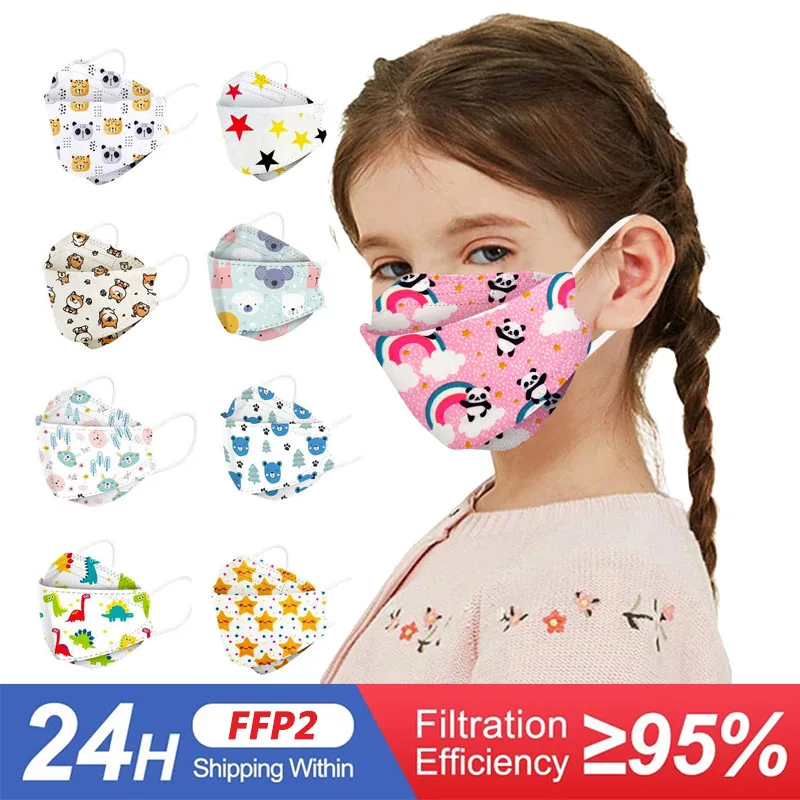 

10PCS Kids FFP2 Masks Kawaii Cartoon CE FFP2 Face Mask Children Boys Girls Baby mask ffp2mask Breathable Mask 3-10Years