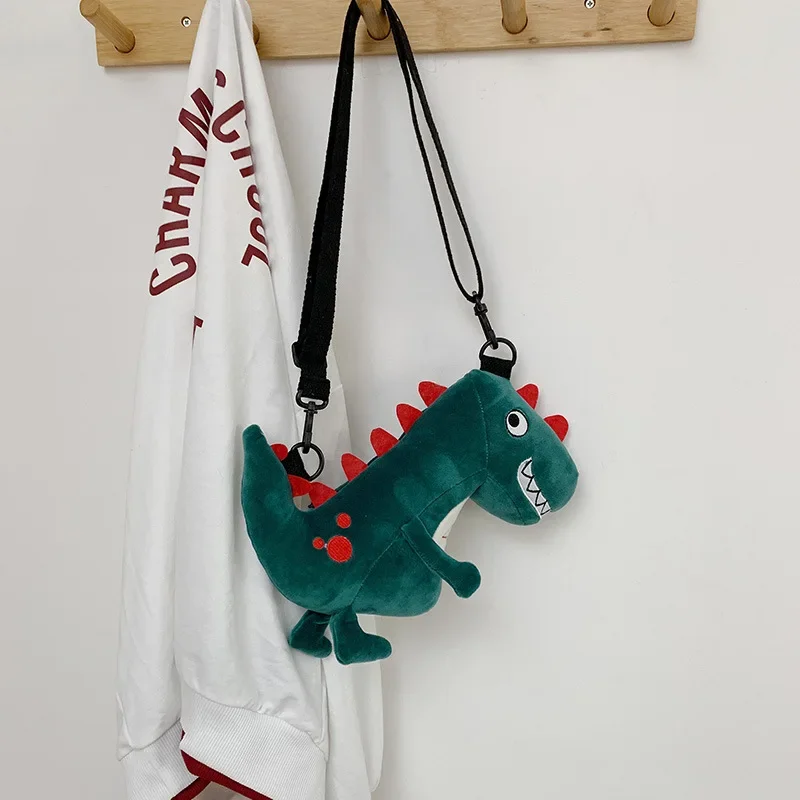 

2024 new fashion cartoon children's shoulder bag Japanese ins funny plush doll dinosaur crossbody bag