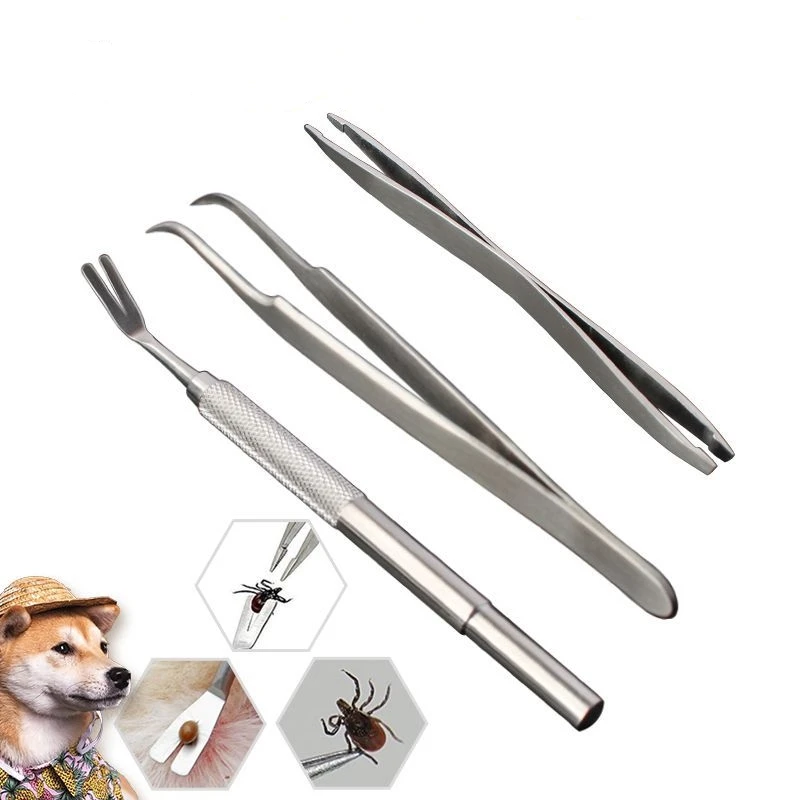 

Quality Stainless Steel Pet Flea Remover Tool Scratching Hook Tweezers Clips Set Cat Dog Tick Removal Tool Pet Grooming Supplies