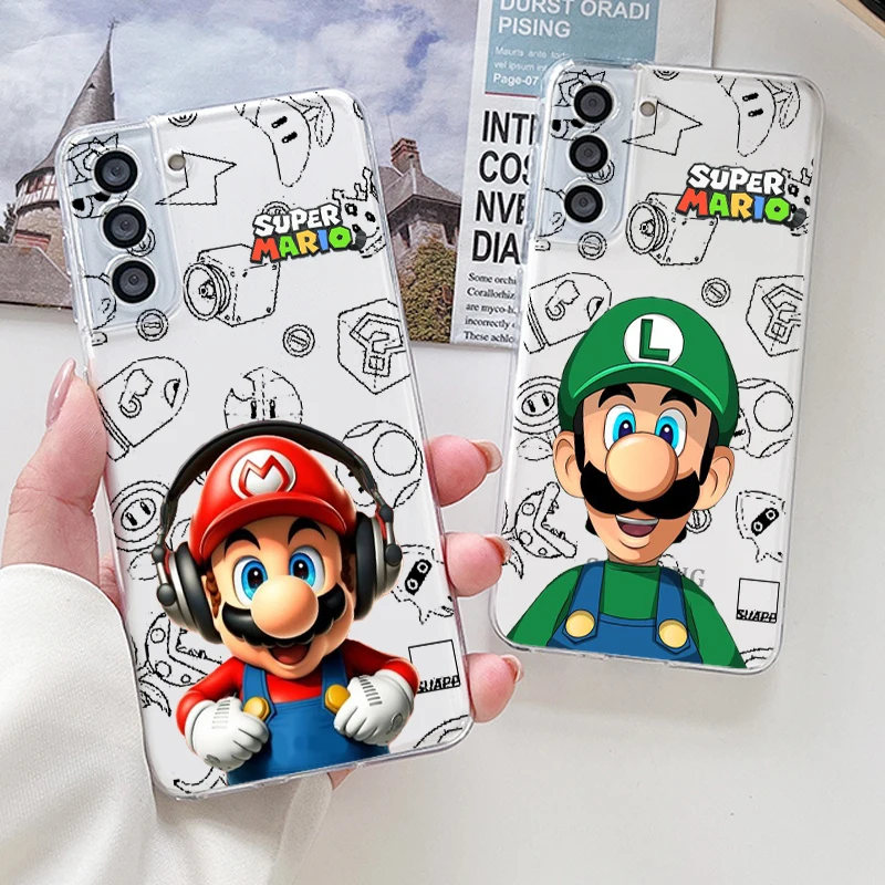 

Fashion Cartoon Super Mario For Samsung Galaxy S23 S22 S21 S20 FE S10 S10E S9 Plus Ultra Pro Lite 5G Transparent Phone Case