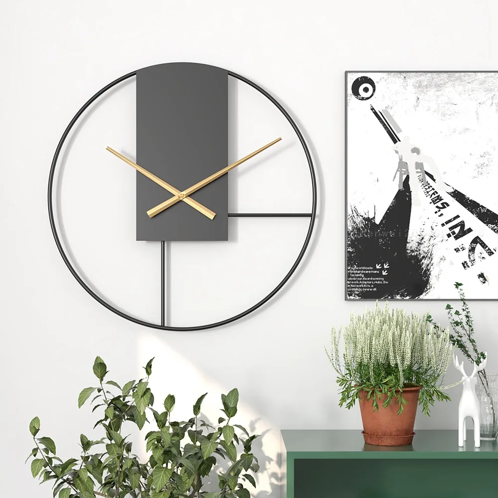 

Europe and America style silent wall clock Iron digital simple living room silent Creative decorative iron wall clock