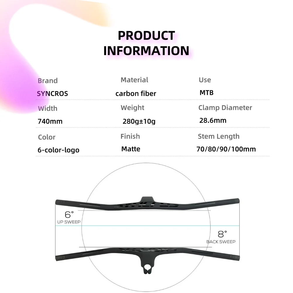 SYNCROS MTB велосипедный руль FRASER IC SL WC полностью углеродное волокно 70 мм-100 мм * 740 мм/760