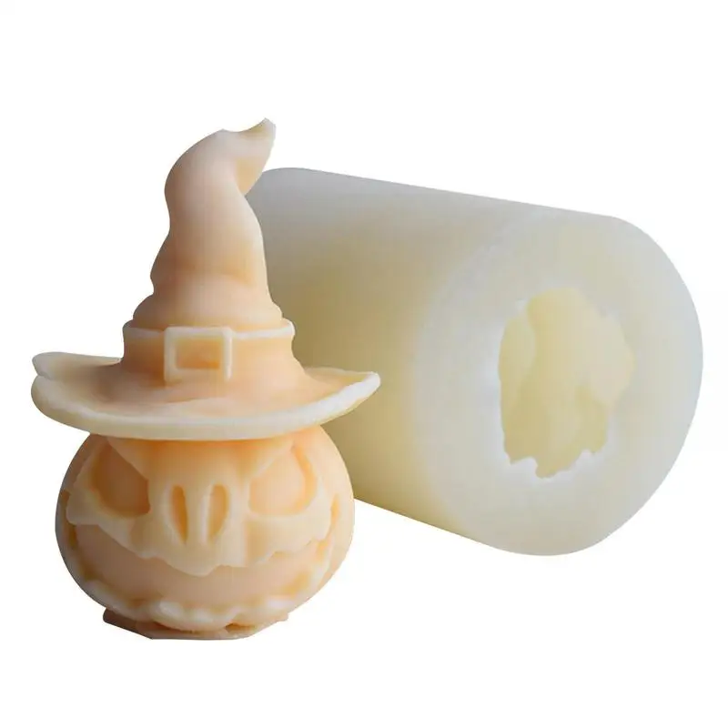 

Witch Hat Pumpkin Silicone Candle Mold 3D Expression Cushaw Soap Resin Crystal Mould Chocolate Making Party Decor Halloween Gift