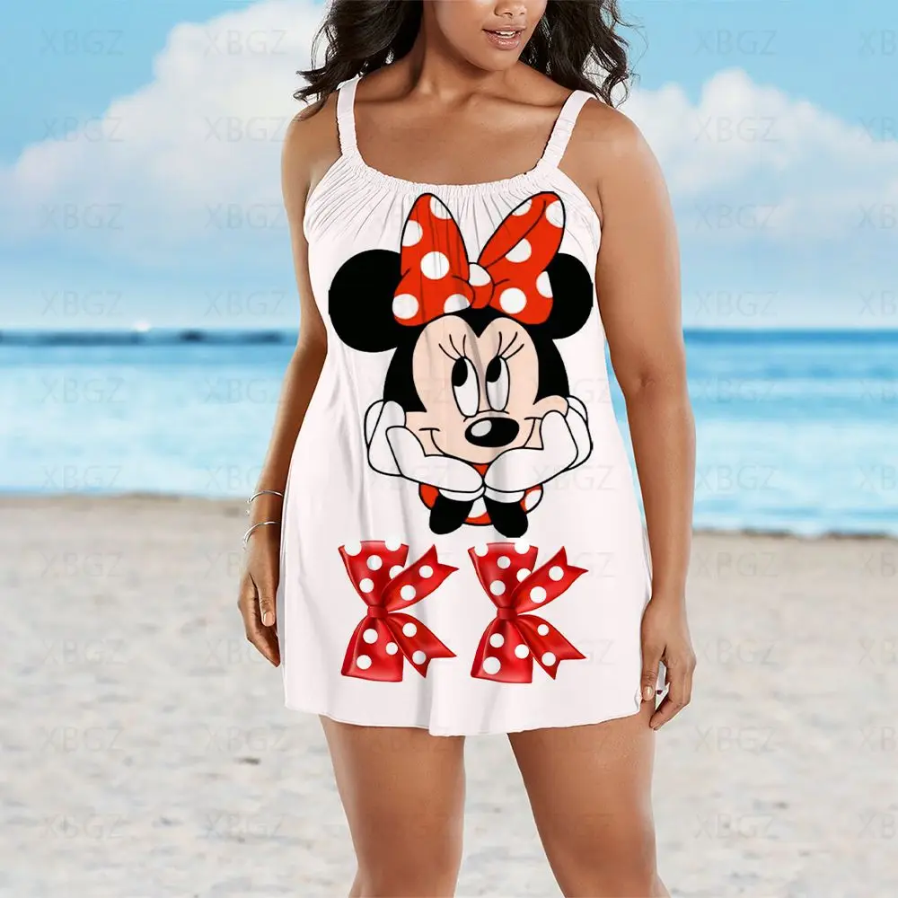 Chic and Elegant Woman Dress Plus Size Summer Outfits Sling Dresses Minnie Mouse Women Mickey 2022 Boho Sexy Beach Disney Loose