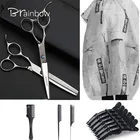 Brainbow 6 дюймов левосторонние ножницы для волос Япония 440c Нержавеющая сталь 9cr13 Профессиональные Парикмахерские ножницы тонкие Парикмахерские ножницы