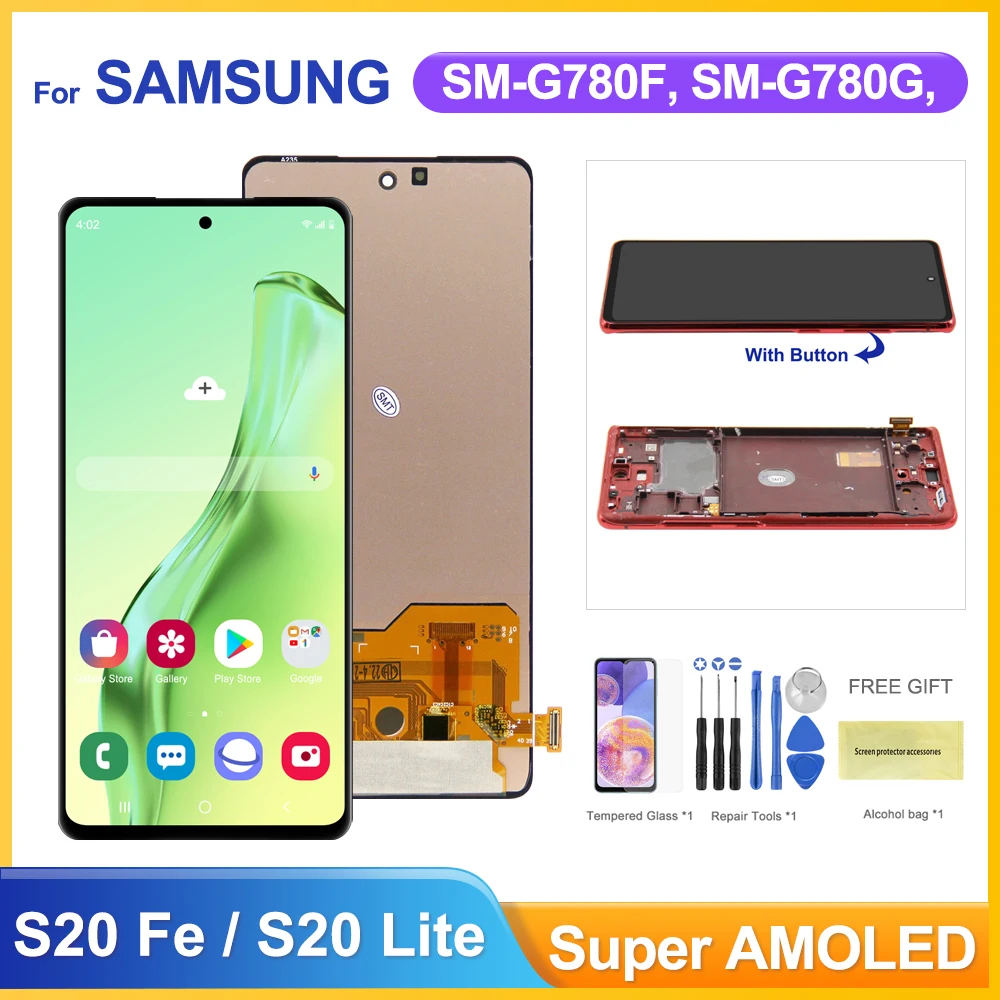 Pantalla Super AMOLED para Samsung Galaxy S20 FE G780F, montaje de digitalizador con pantalla táctil Lcd para Samsung Galaxy S20 Lite