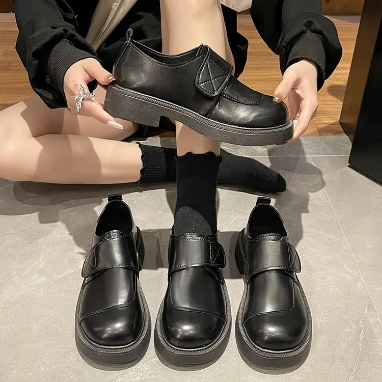 2023 spring new single-shoe women's shoes low-heeled small leather shoes