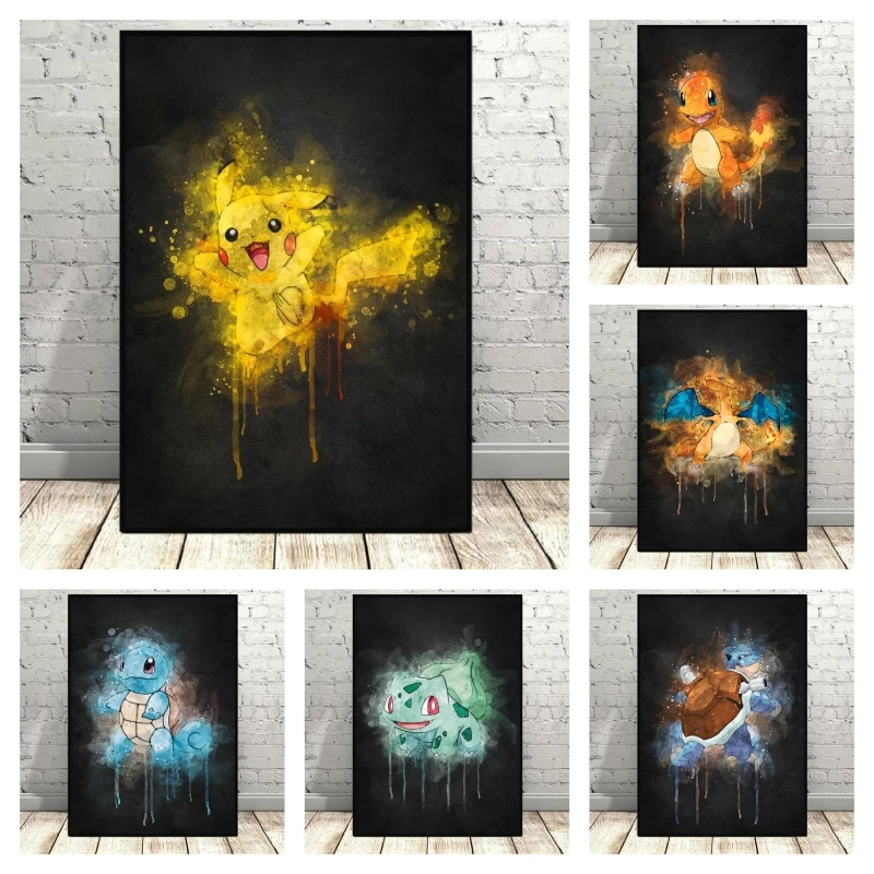 Print On Canvas Pokemon Pikachu Wall Art Home Modern Living Room Friends Gifts Decoration Paintings Decorative Aesthetic Poster