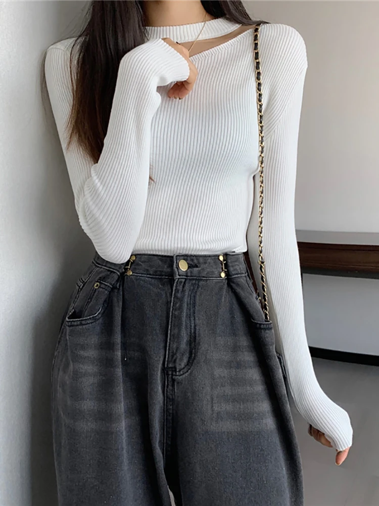 Кашемировые свитера с круглым вырезом и длинными рукавами 2024 женский шерстяной