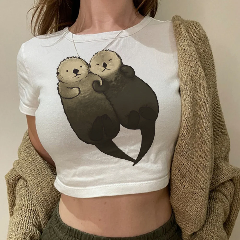 

Кроп-топ для девушек 2000s в стиле хиппи с выдрами