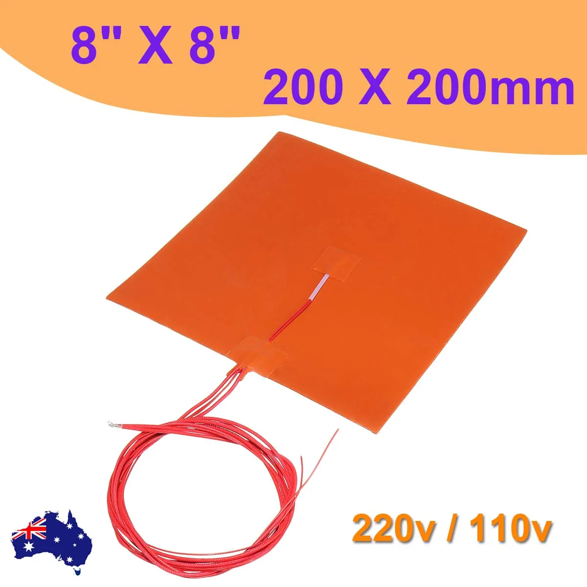 

220V 200W Silicone Heated Bed Heating Pad Universal For 3D Printer Parts Electric Heating Pads 200 x 200mm