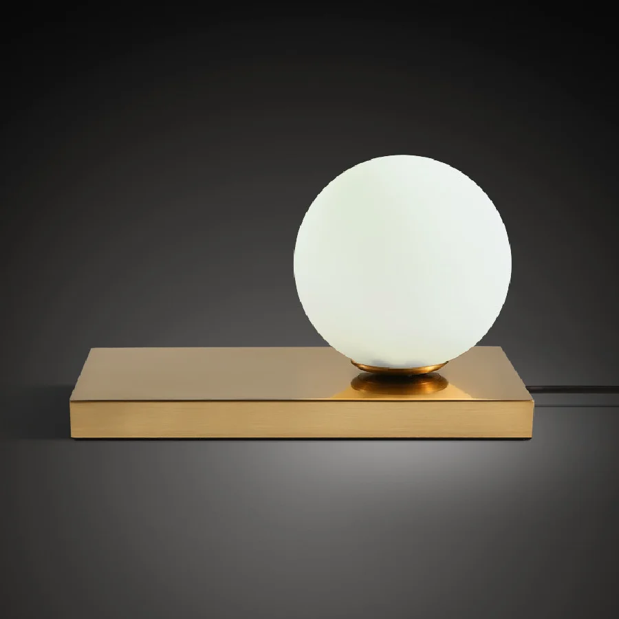 

LukLoy Modern Table Light Creative Simple Glass Round Ball Shade Desk Light for Bedroom Bedside Gold Metal Nordic Table Lamp