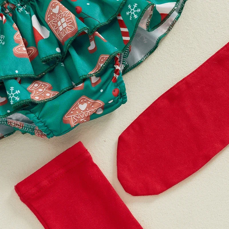 Одежда для малышей рождественский комбинезон с длинными рукавами и вышивкой