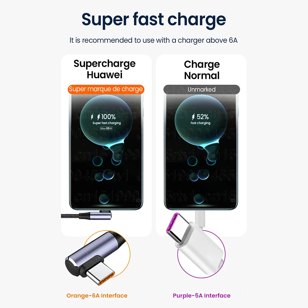 USB-кабель 100 Вт 6 А для быстрой зарядки Huawei Mate 40 Pro Ultra