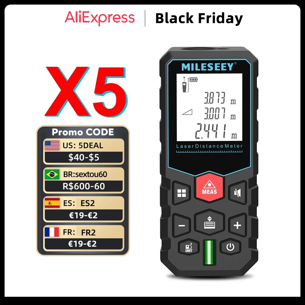 Mileseey Laser Distance Meter Electronic Roulette Laser Digital Tape Rangefinder Trena Metro Laser Range Finder  Measuring Tape