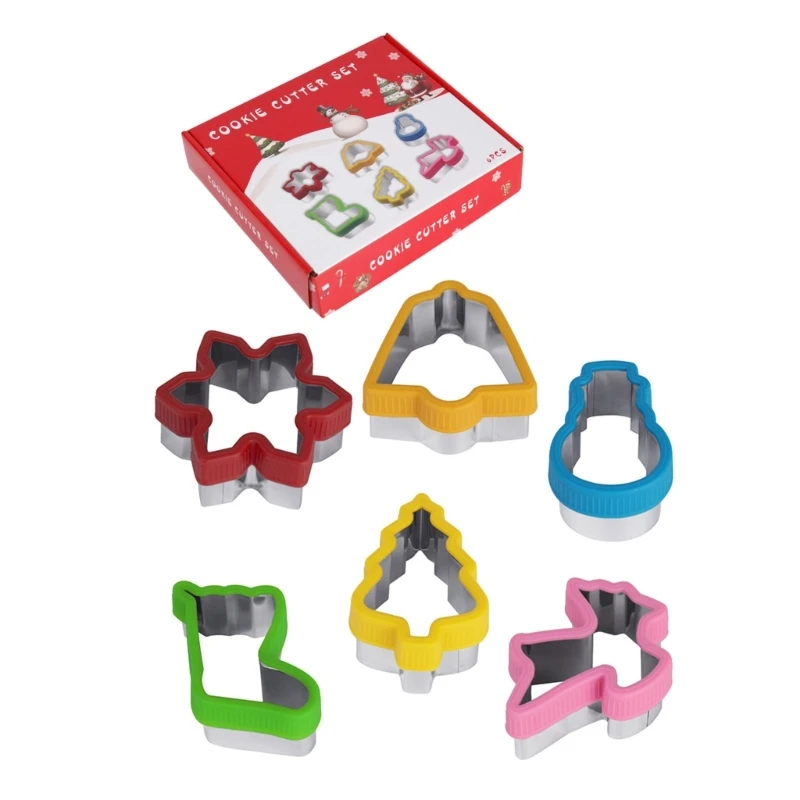 

6x/set Christmas Cookie Cutter Stainless Steel DIY Snowflake-Snowman Bell Deer Stocking Mold Fondant Cake Baking Tools