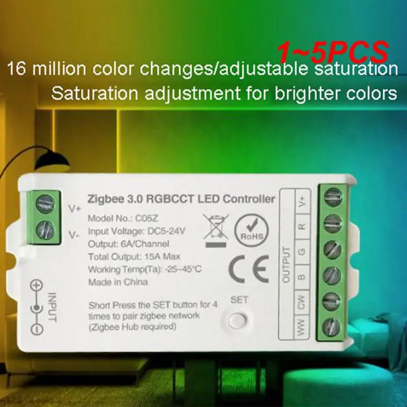 

1~5PCS Tuya Zigbee Led Controller RGB RGBW RGBCCT LED Strip Smart Controller Support Alexa 1/2/3/4/5CH COB RGB LED