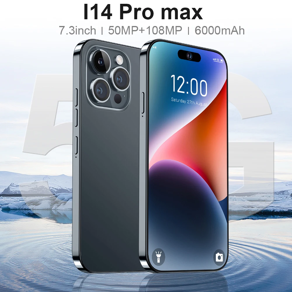 

Новинка, смартфон глобальная версия I14 Pro Max, 16 ГБ, 1 ТБ, полный экран, экран 7,3 дюйма, сотовый телефон 50 + 6000 МП, камера мАч, Android 13