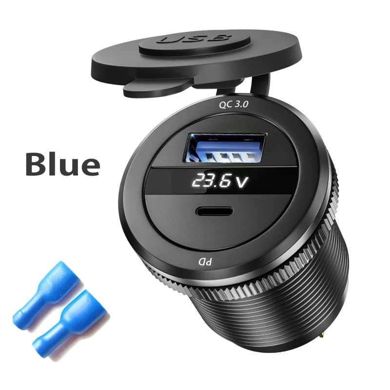 

PD USB-розетка для быстрой зарядки 3,0, 12 В, автомобильная USB-разъем, вольтметр, цифровая USB-разъем c qc3.0, розетка для сигар для bmw e65 e61