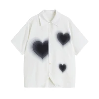 fashion womens short sleeve shirts korean loose 2021 summer fashion harajuku heart casual streetwear female blouse top